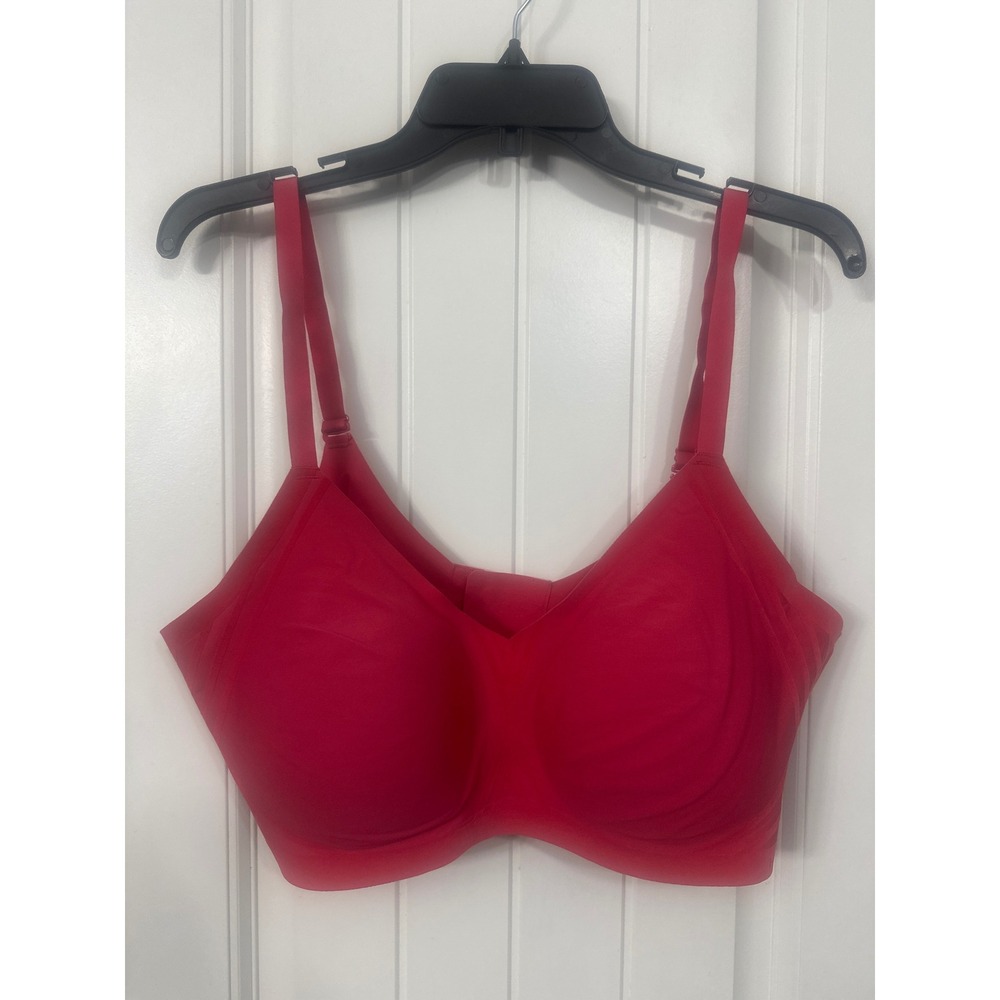 Honey Love Sillhouette Wireless Bra Red Smooth Padded Comfort Adjustable Straps